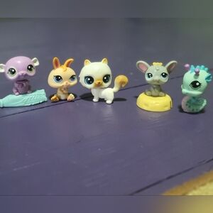 5 Littlest Pet Shops Lps Cat Bunny Beaver Seahorse And Mouse